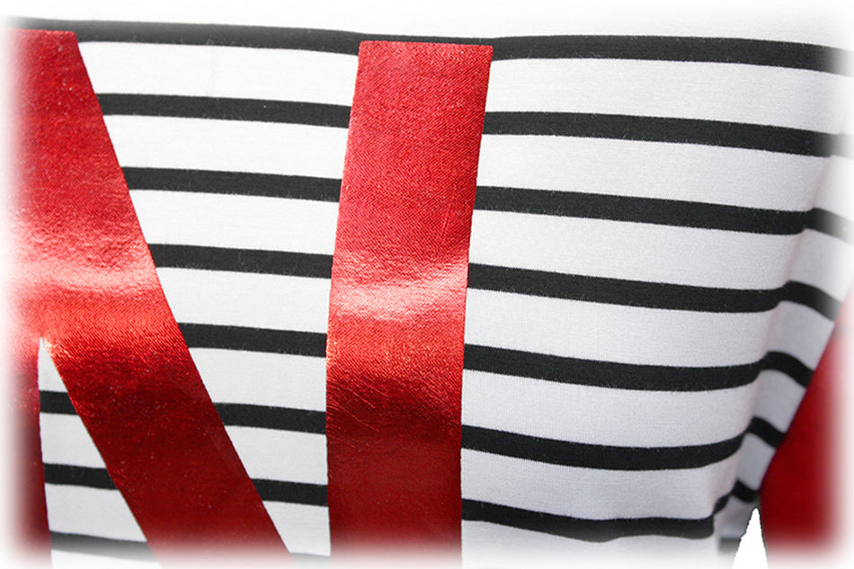 Huskers Striped Foil N Ladies Raglan