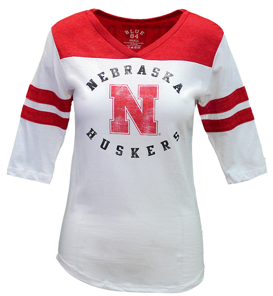 Around The Globe Nebraska Striped Sleeve Tee