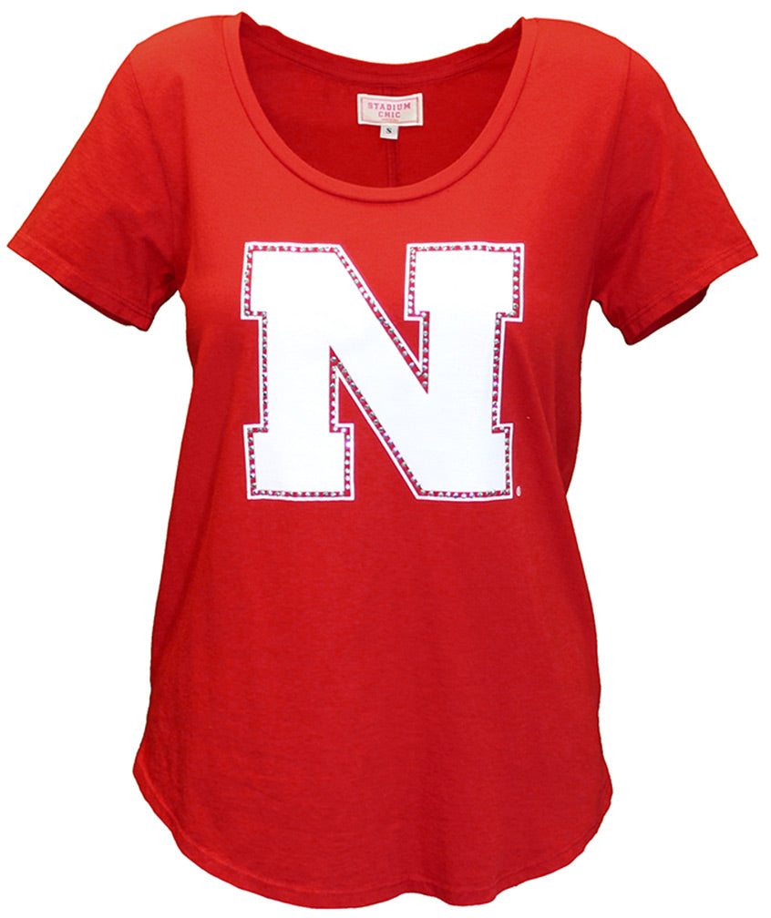 Bling Nebraska N Eloise Scoop Neck Tee