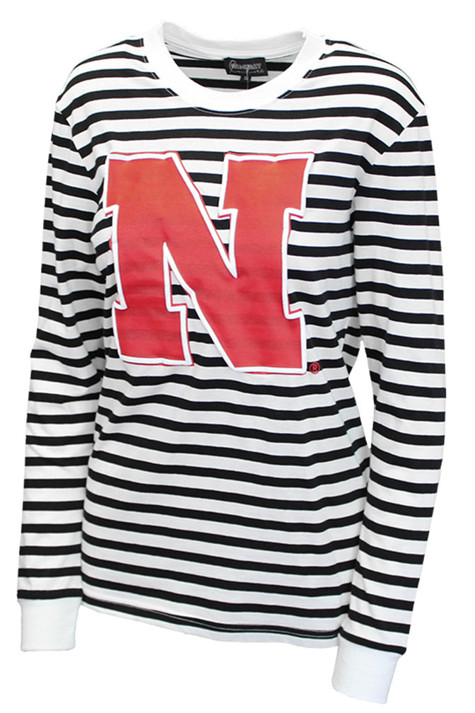 Poof Ink Nebraska Elbow Patch Striped Top
