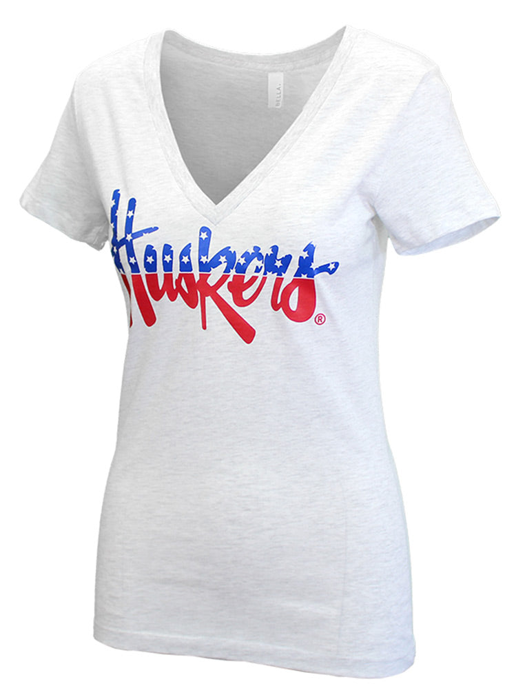 Huskers USA Pride V Neck Tee