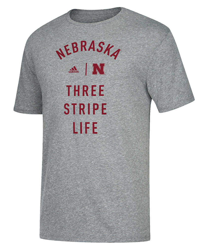 Adidas Nebraska 3 Stripe Life Triblend