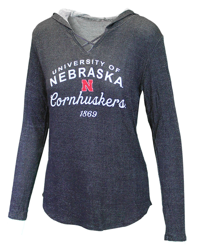 Womens Nebraska Strappy Terry Hoodie