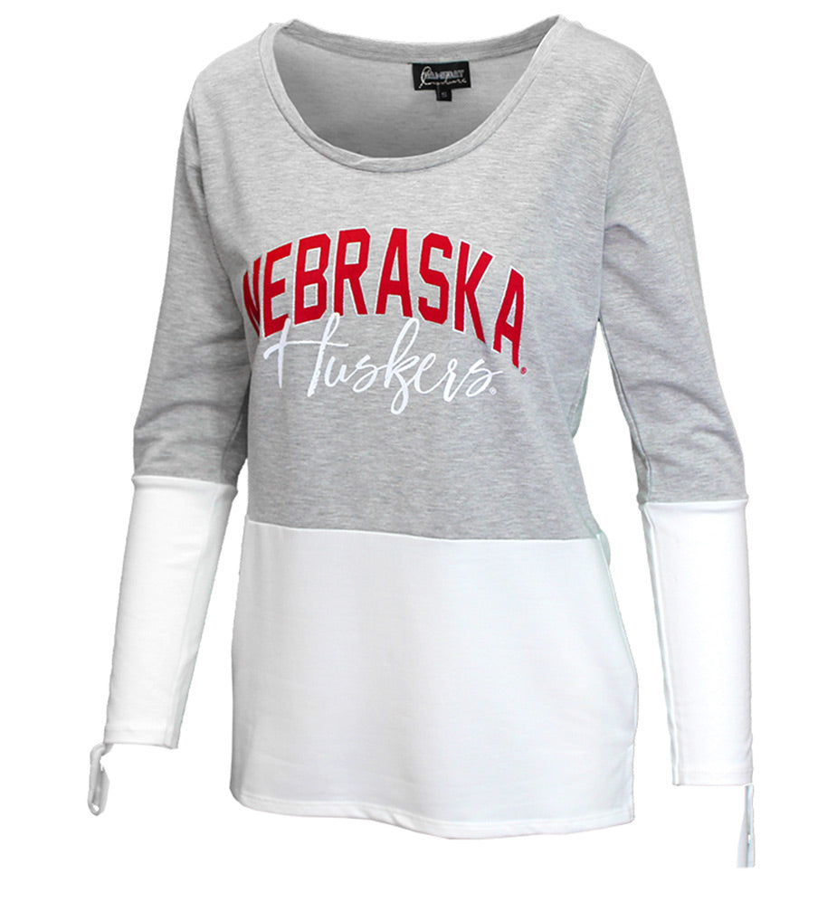 Nebraska Womens Tie Sleeve Top