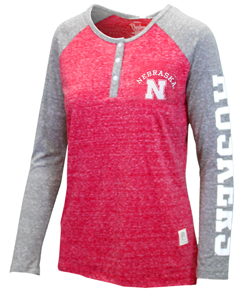 Womens Huskers Henley Avery Top