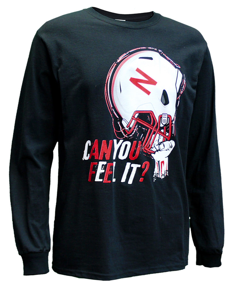 Can You Feel It Huskers Tee - LS Black