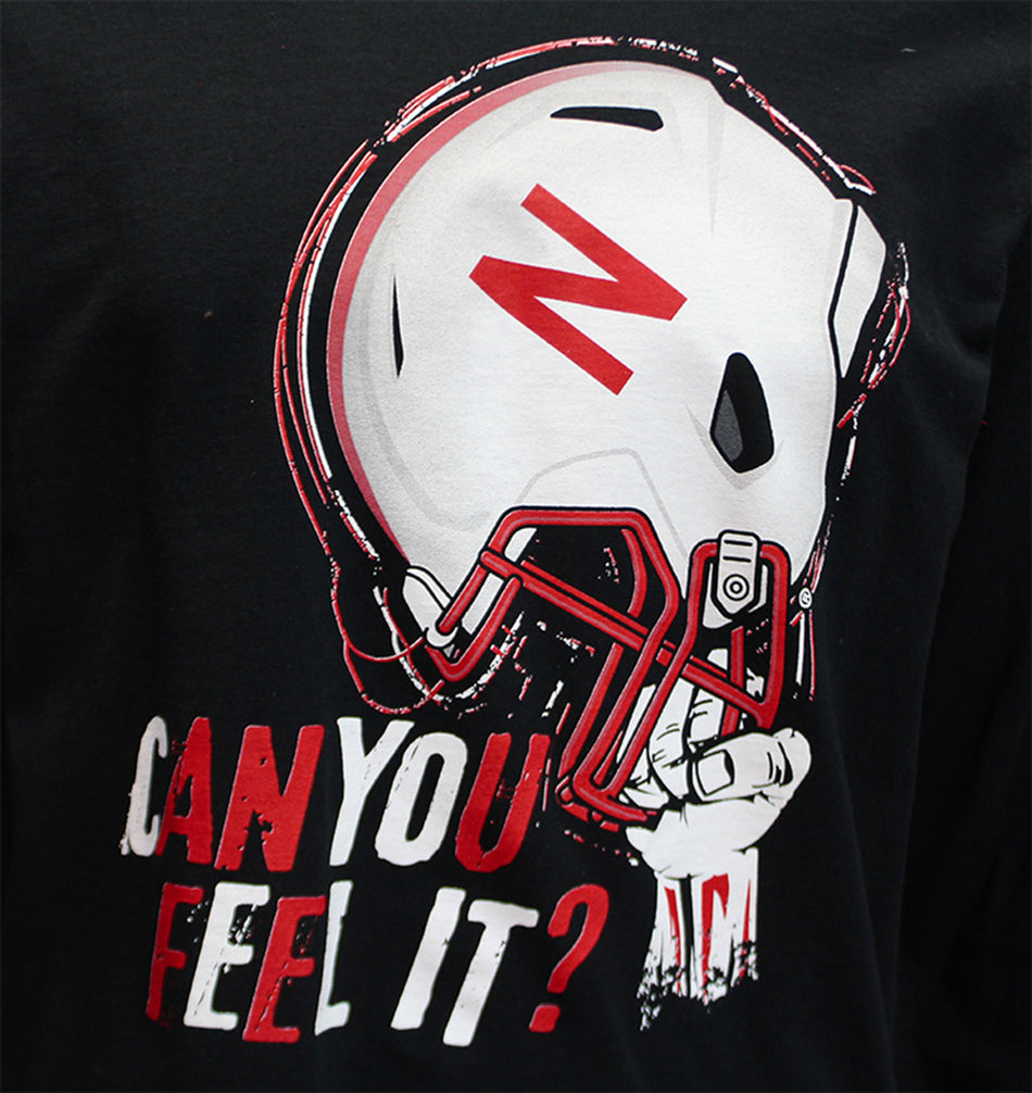 Can You Feel It Huskers Tee - LS Black