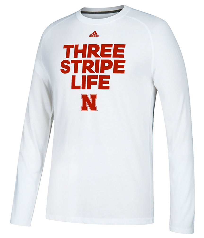 Adidas 3 Stripe Life Nebraska LS Tee