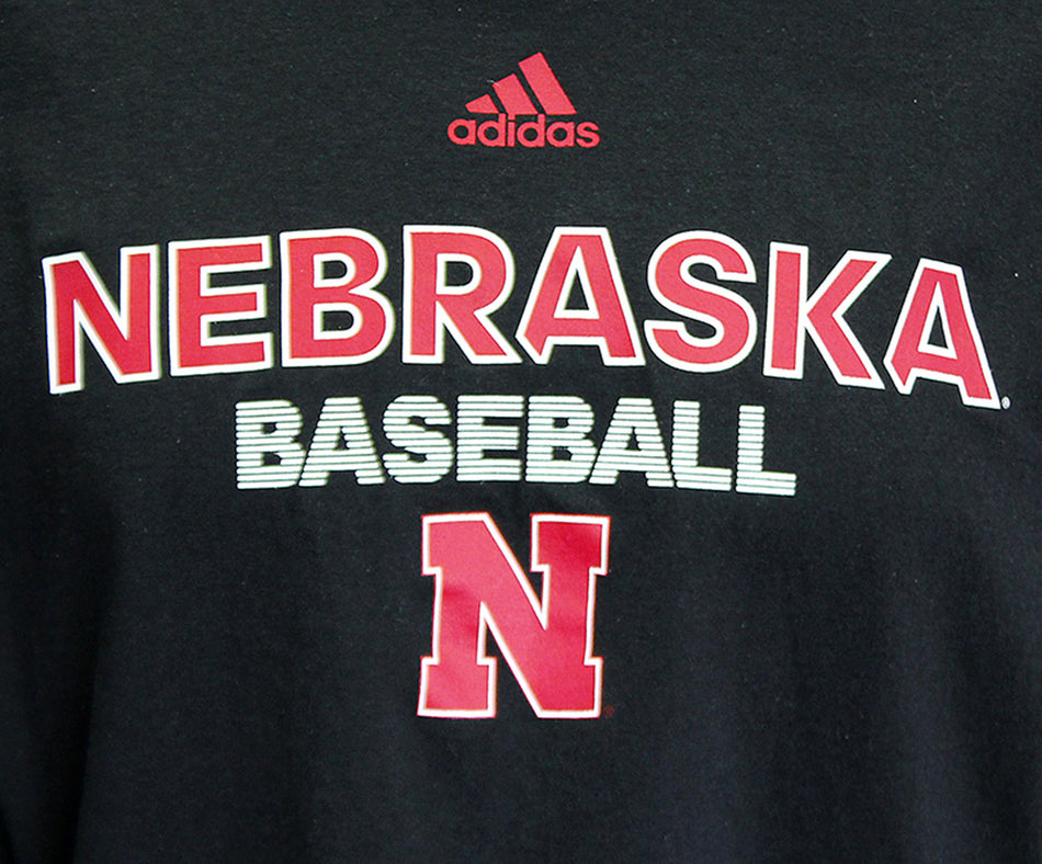 Adidas Nebraska Baseball Tee - Black