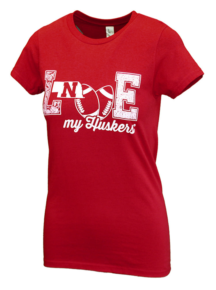 Womens Love My Huskers Tee