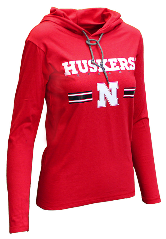 Ladies Husker Stripe LS Hoodie Tee