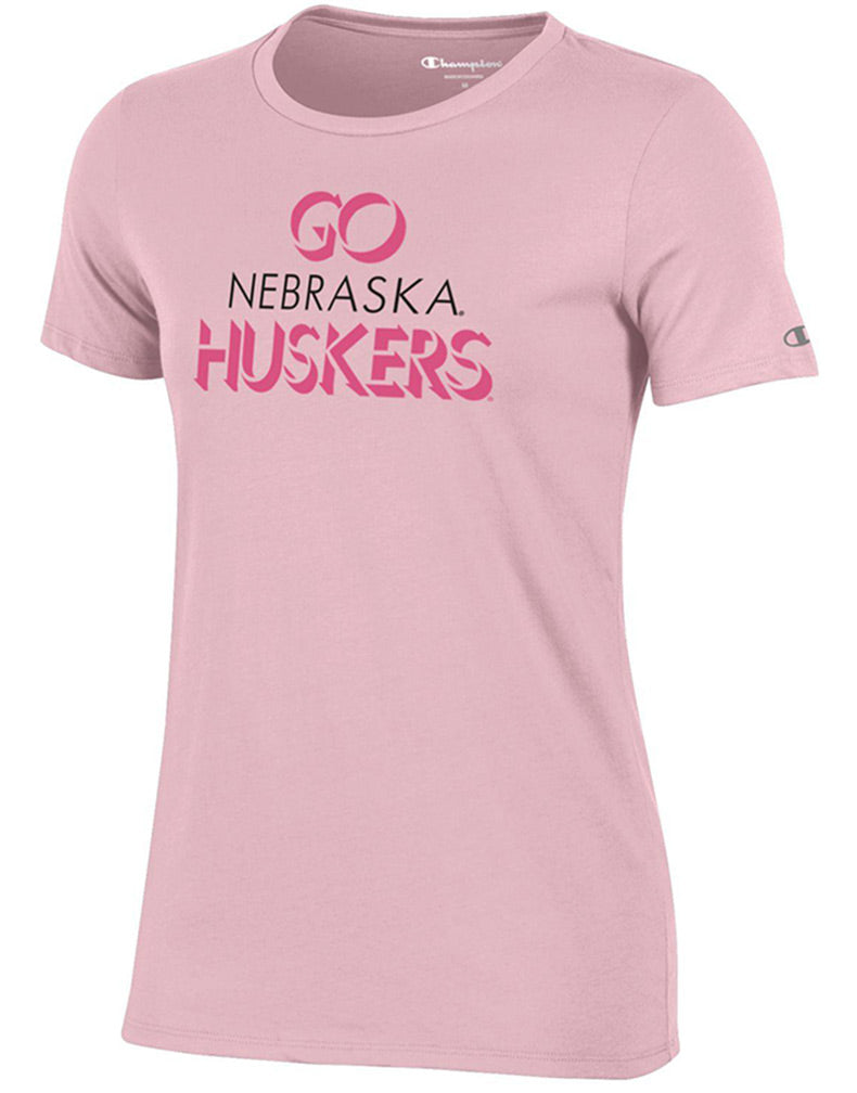 Ladies Pink Go Nebraska Tee