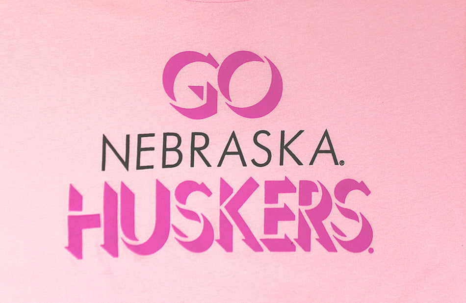 Ladies Pink Go Nebraska Tee