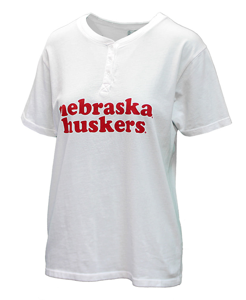 Ladies Nebraska Huskers Retro Henley
