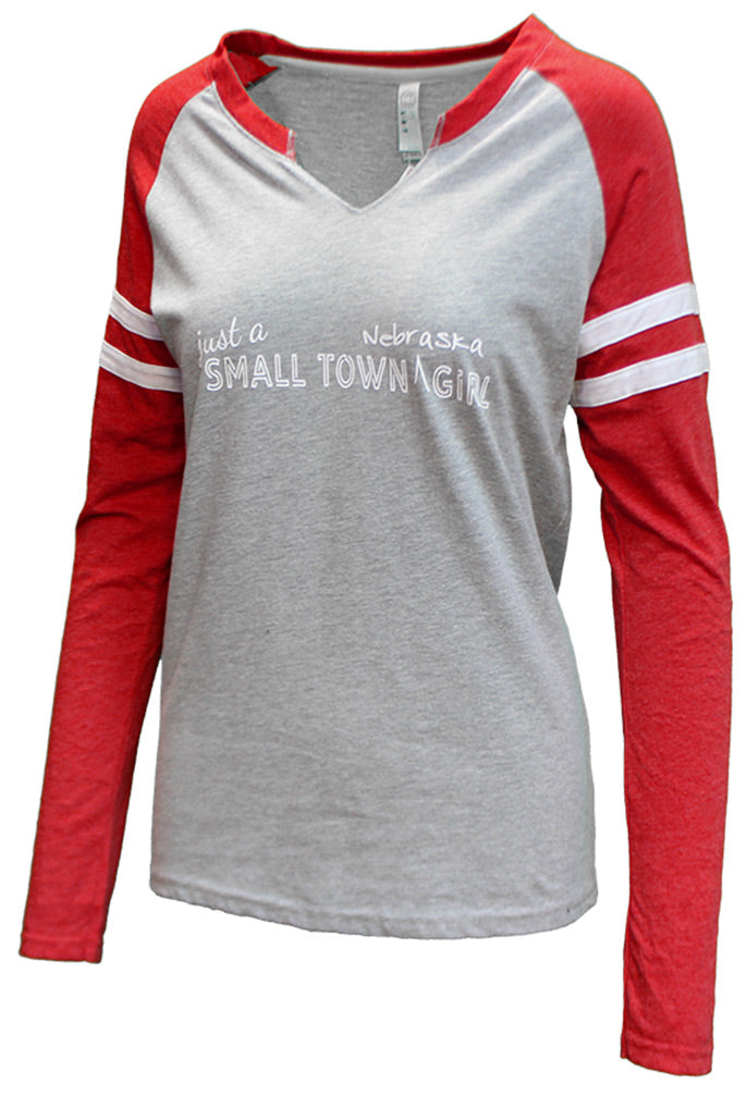 Womens Small Town Nebraska Notched Jersey LS