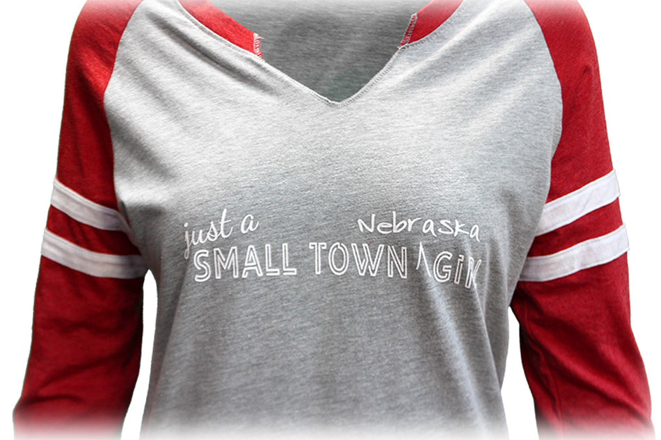Womens Small Town Nebraska Notched Jersey LS
