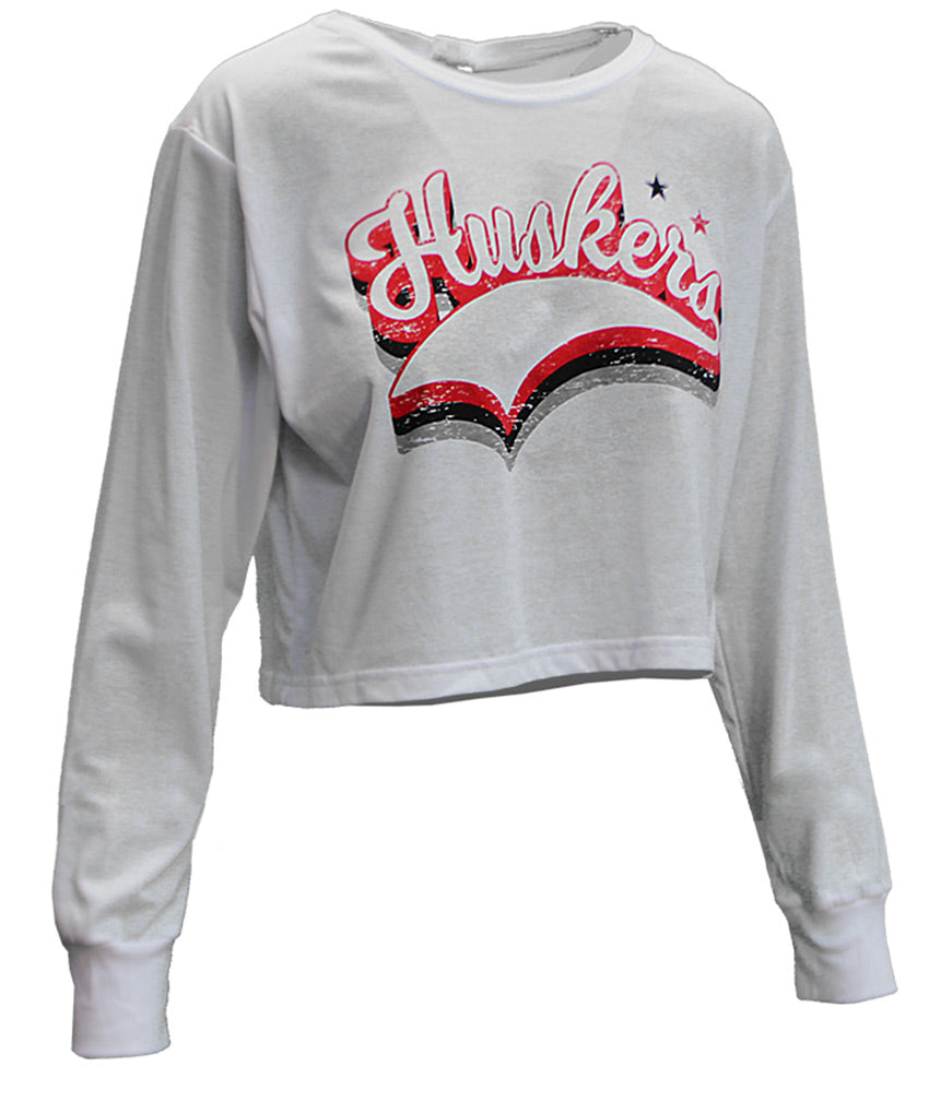 Womens Huskers Success LS Crop Tee