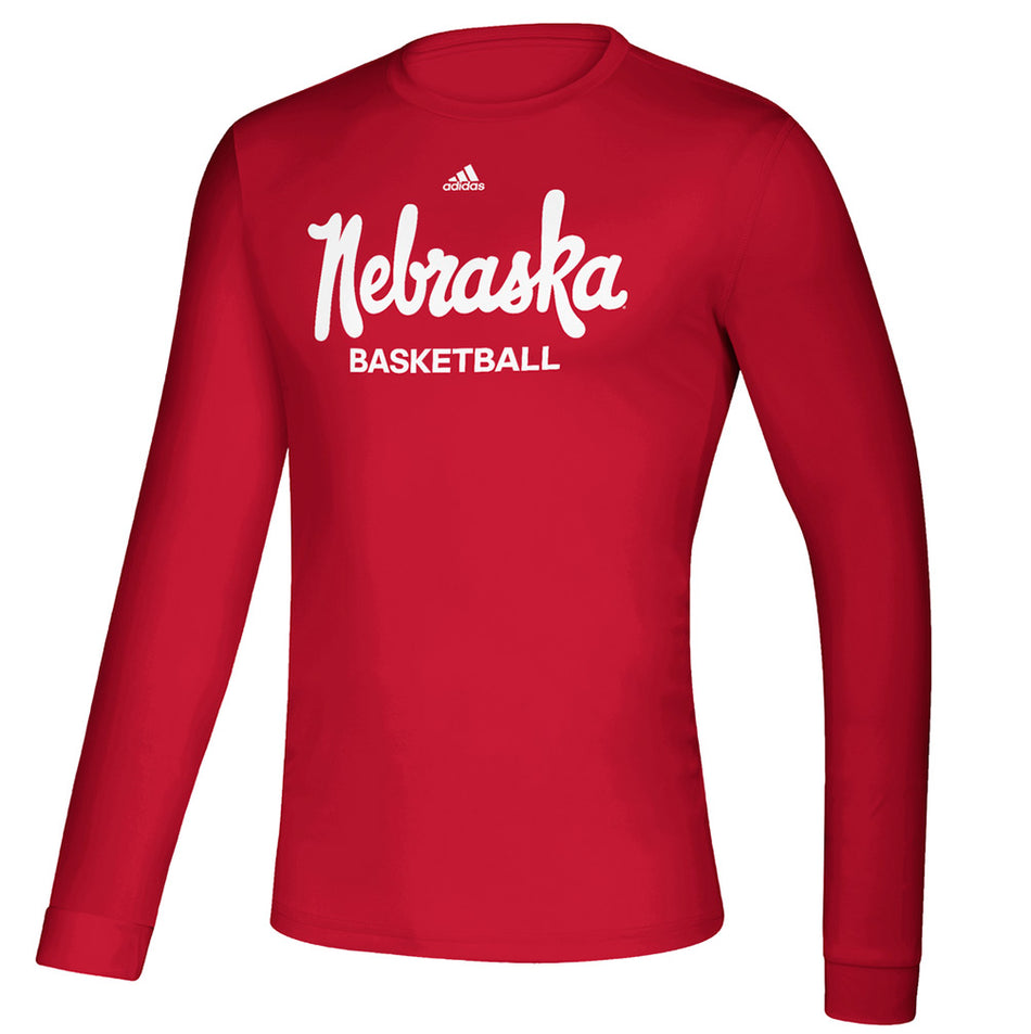 Adidas Nebraska Script Basketball LS Tee