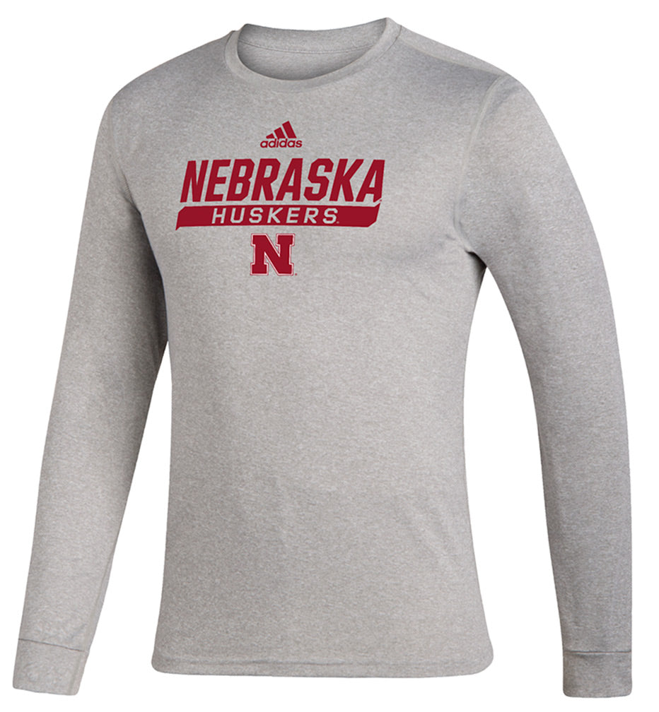 Adidas 2020 Nebraska Huskers Locker Tail Sweep LS Tee - Grey