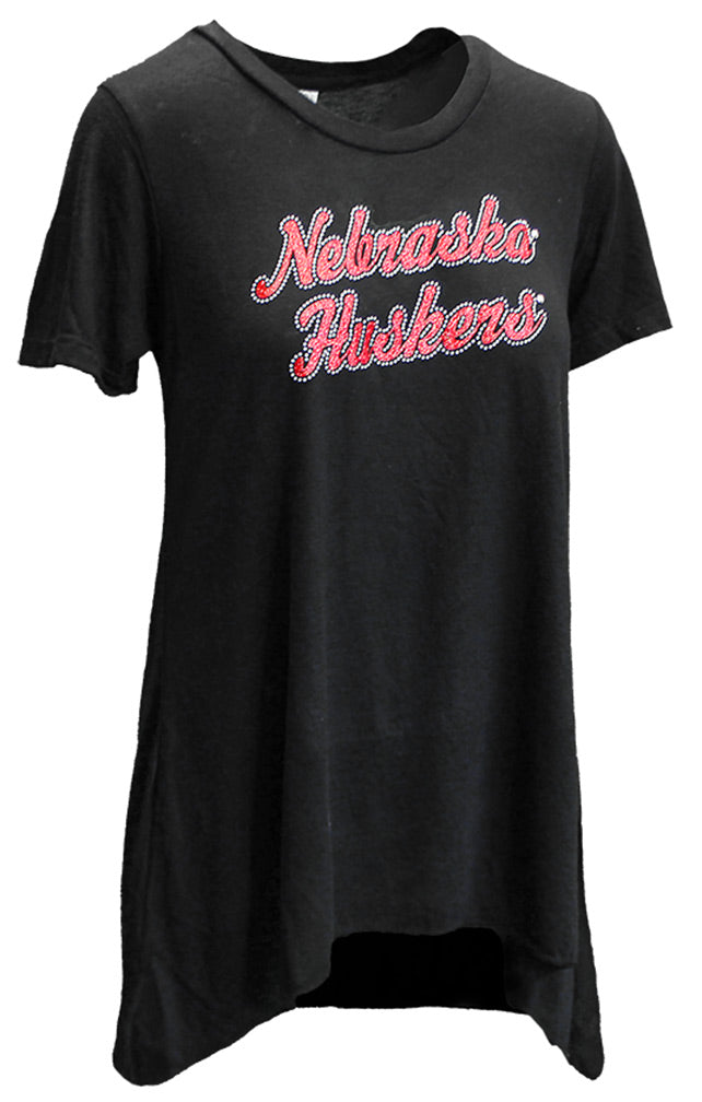Womens Nebraska Rhinestuds Flowy Top