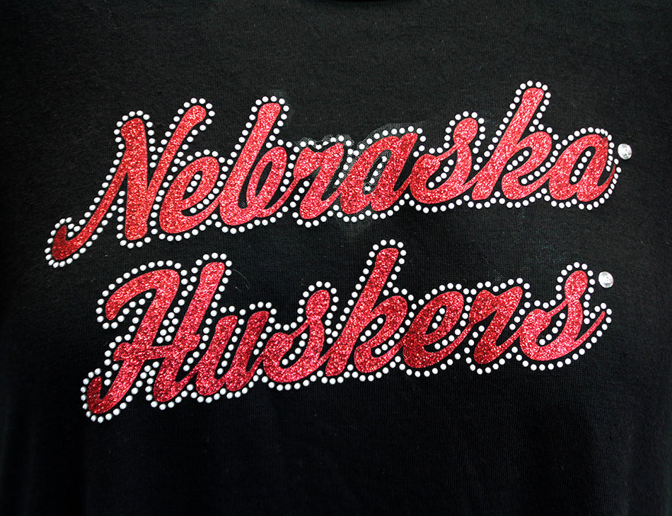 Womens Nebraska Rhinestuds Flowy Top