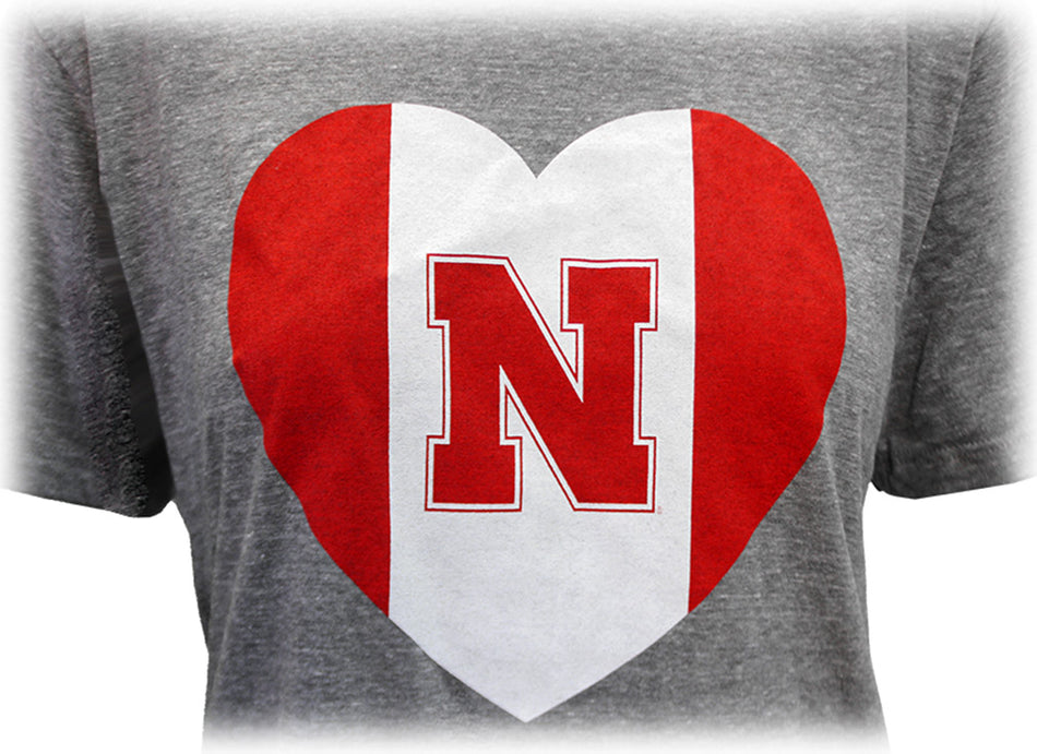 Womens Nebraska Vintage Heart CH Tee