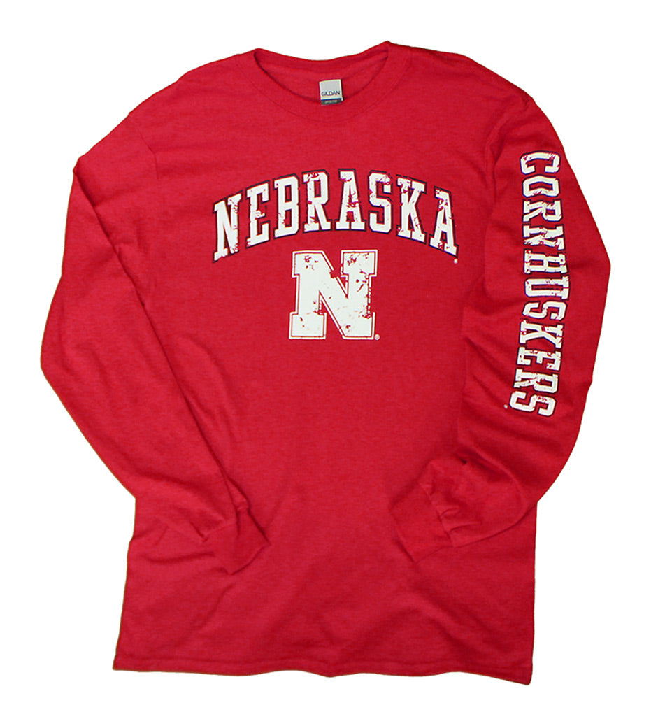 Nebraska N Cornhuskers Sleeve LS Tee - Red