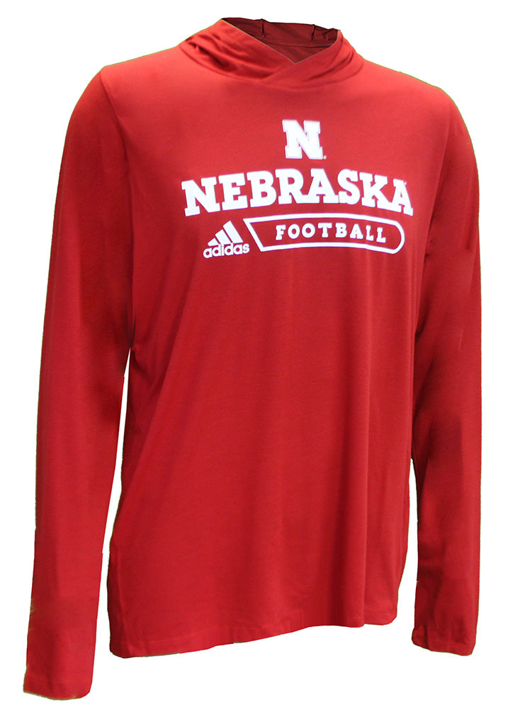 Adidas Nebraska Authentic Locker Hooded LS Tee