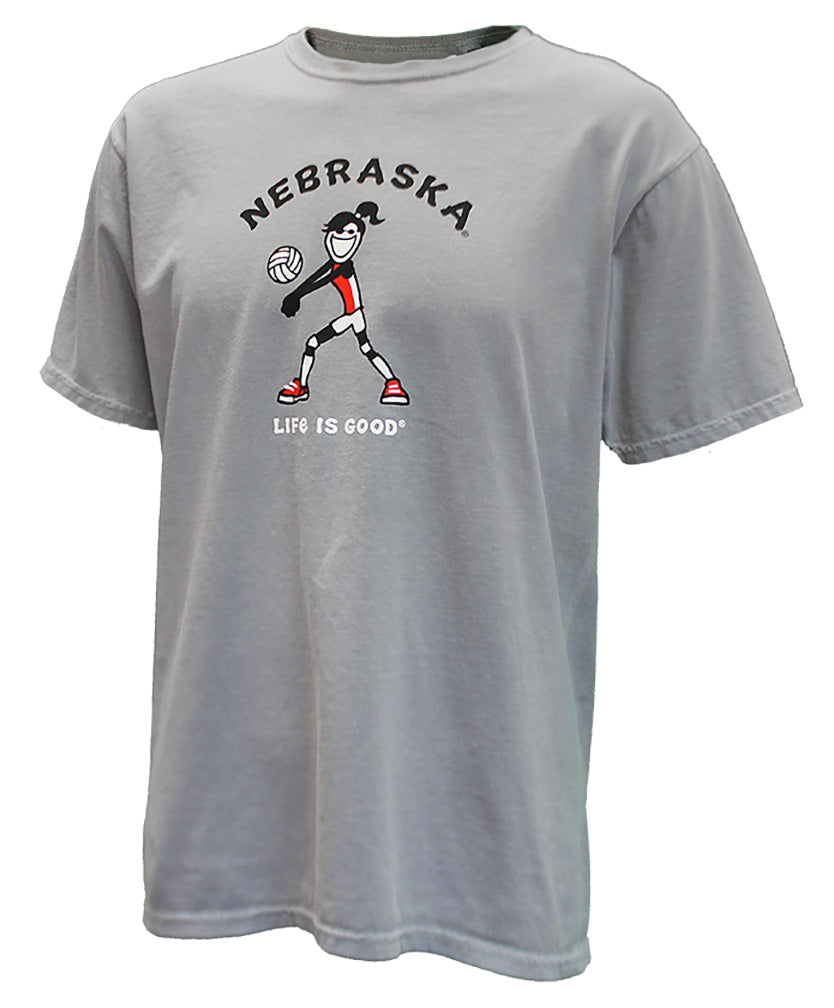 Life Is Good Nebraska Volleyball Tee (Unisex)