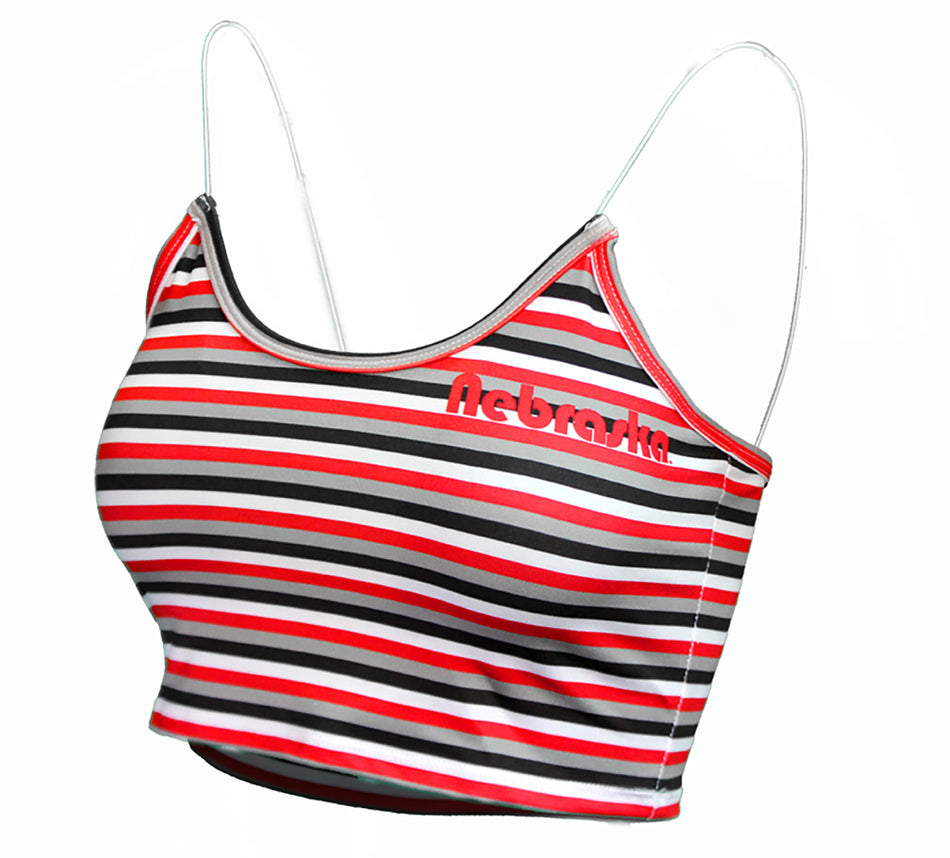 Womens Nebraska Spaghetti Strap Crop