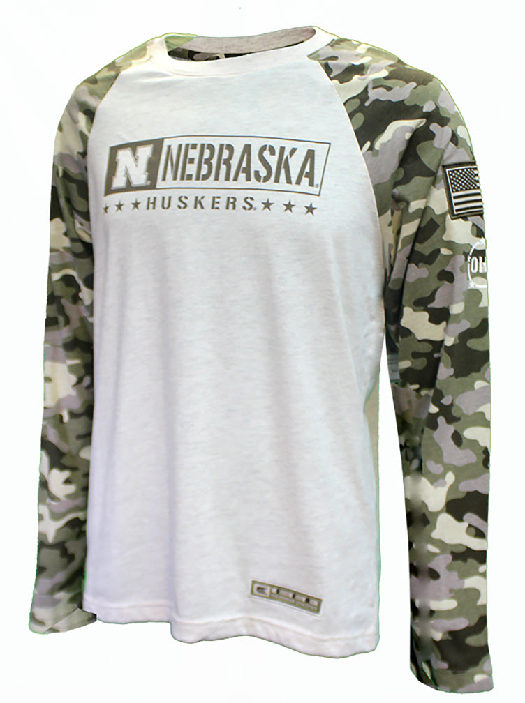 Nebraska Huskers Camo Evasion LS Tee