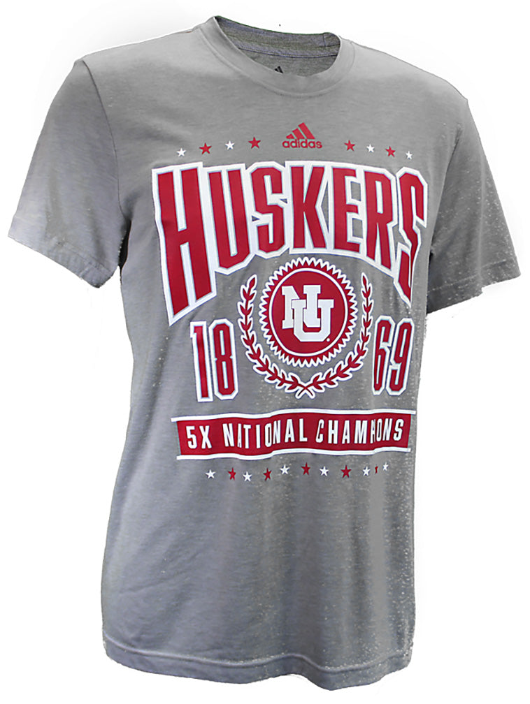 Adidas Huskers 5x National Champions Blend Tee