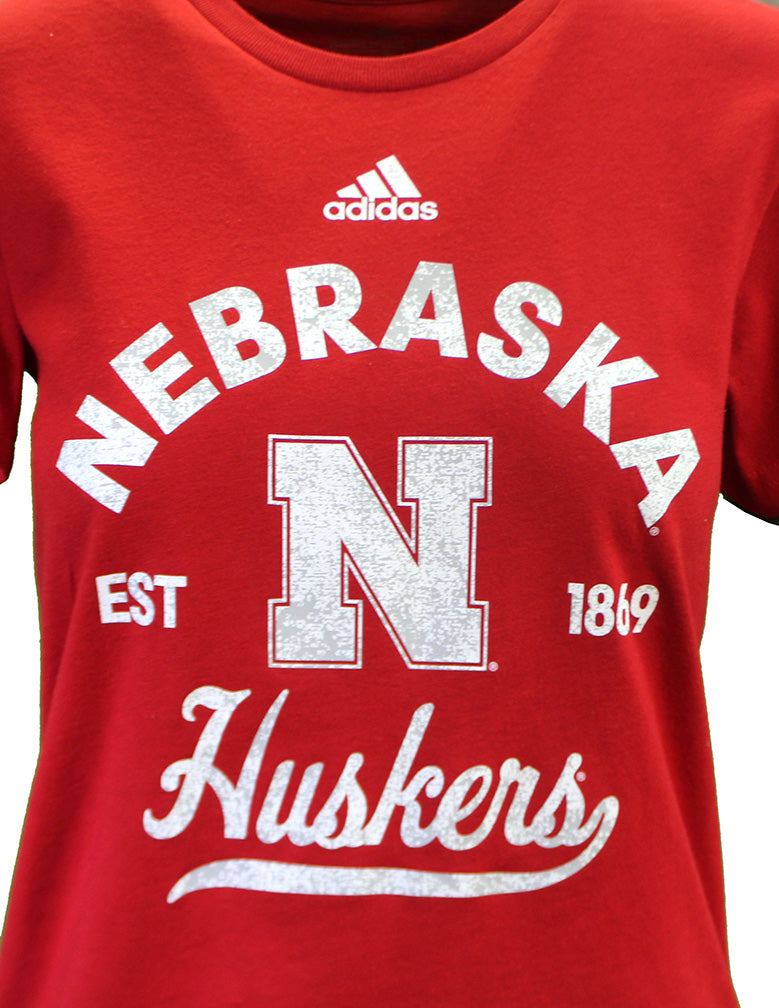 Adidas Womens Nebraska Huskers Foil Tee