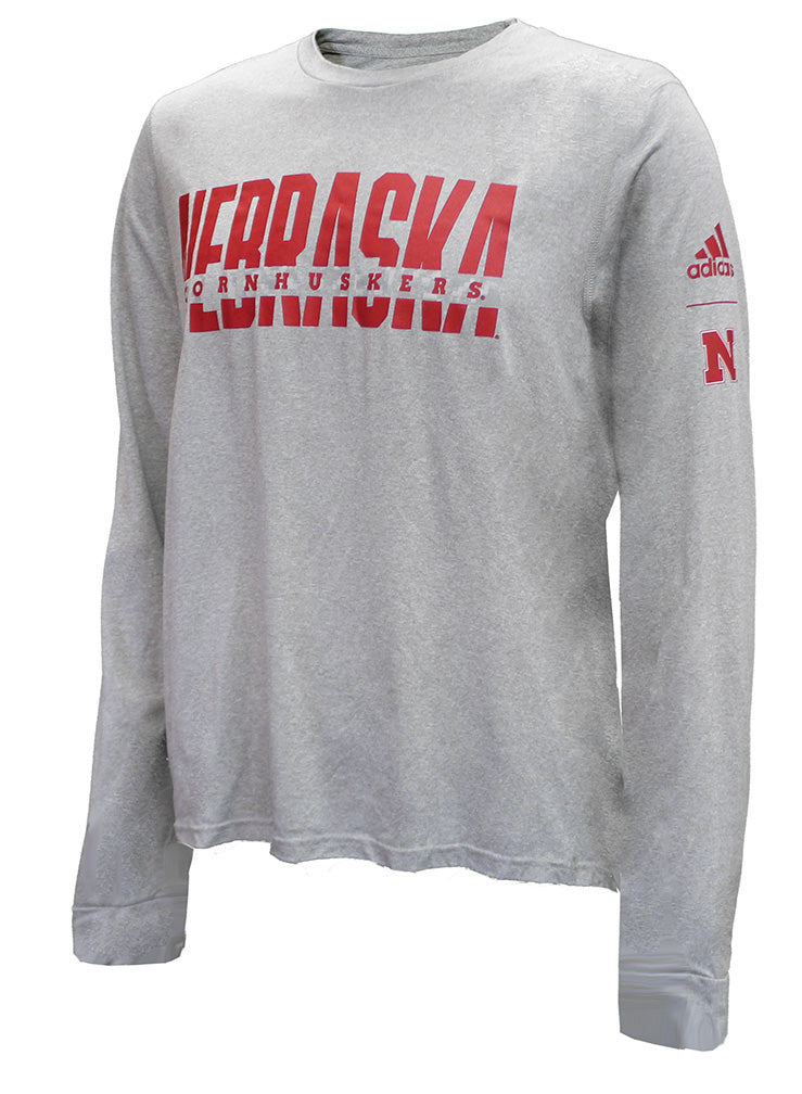 Adidas Nebraska Locker Strike LS Tee - Grey