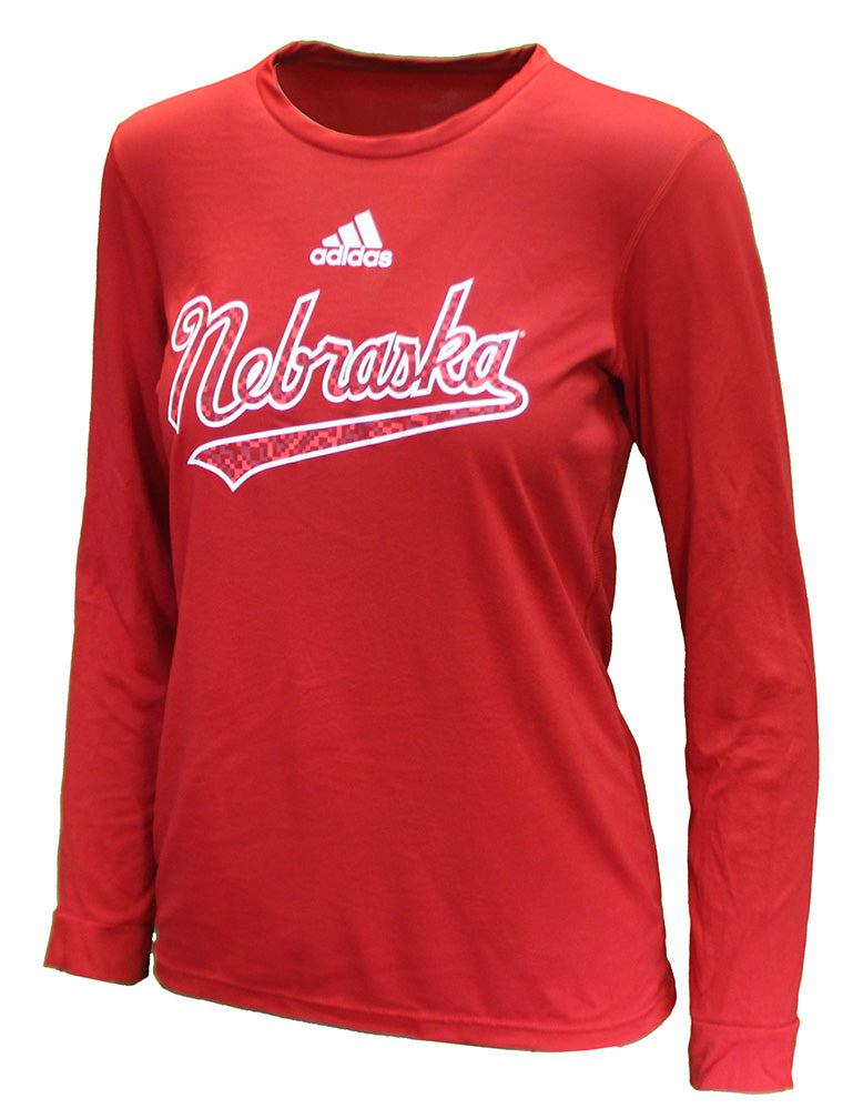 Adidas Womens Nebraska Locker Script LS Tee