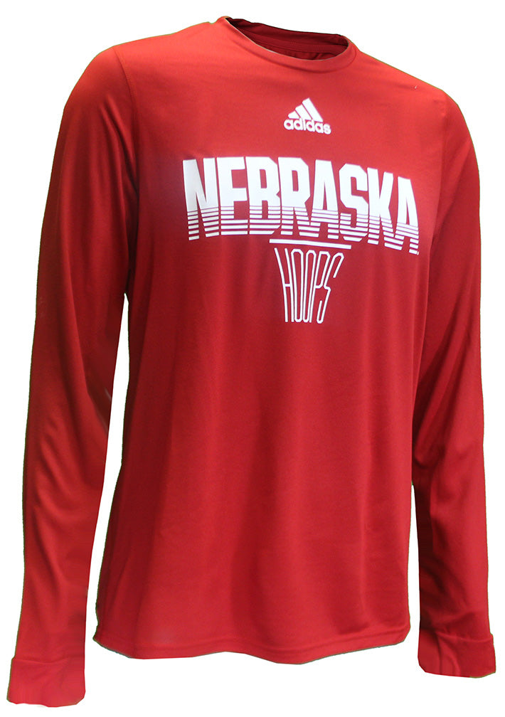 Adidas Nebraska Basketball Glass On Court LS Tee