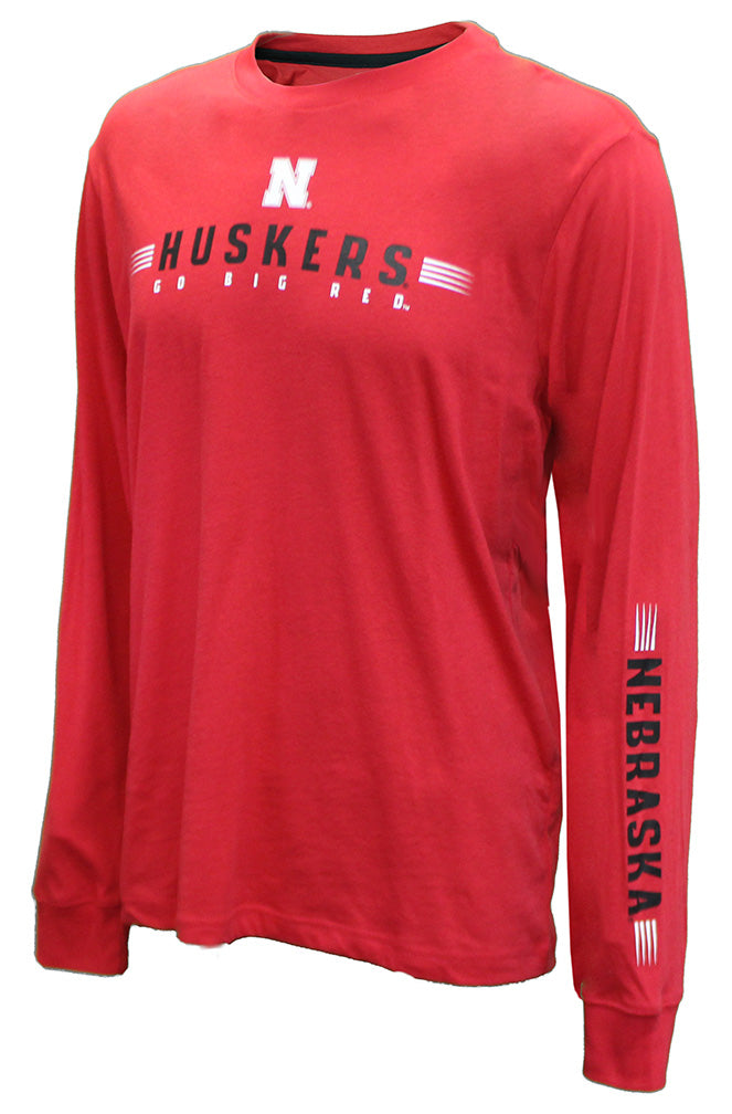Huskers Go Big Red Spackled LS Tee