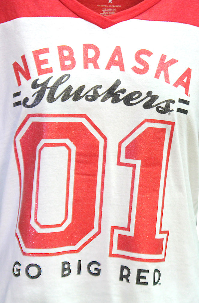 Womens Nebraska Huskers Sparkle Oversize Jersey Top