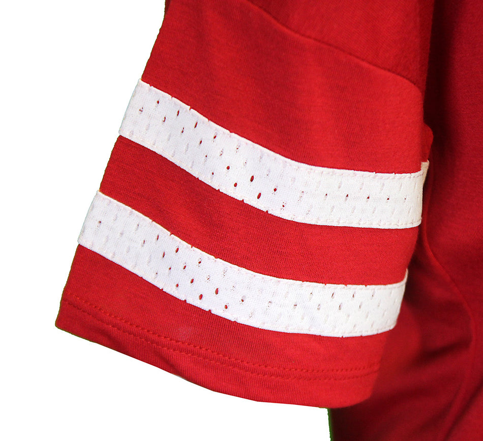 Womens Nebraska Huskers Rhinestone Jersey Stripe Top