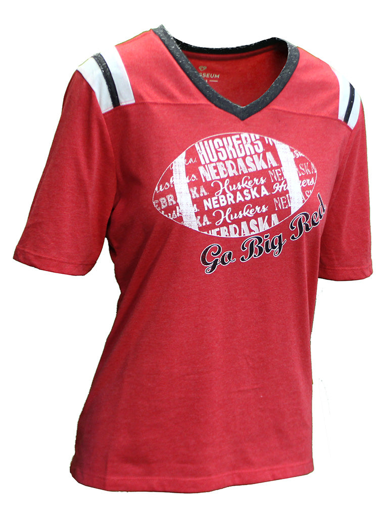 Womens Nebraska Huskers GBR Football V-Neck