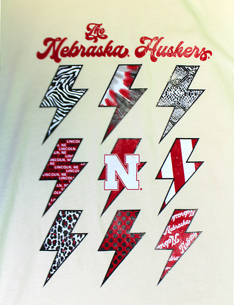 Womens Nebraska Huskers Oversized Ivory Flash Top