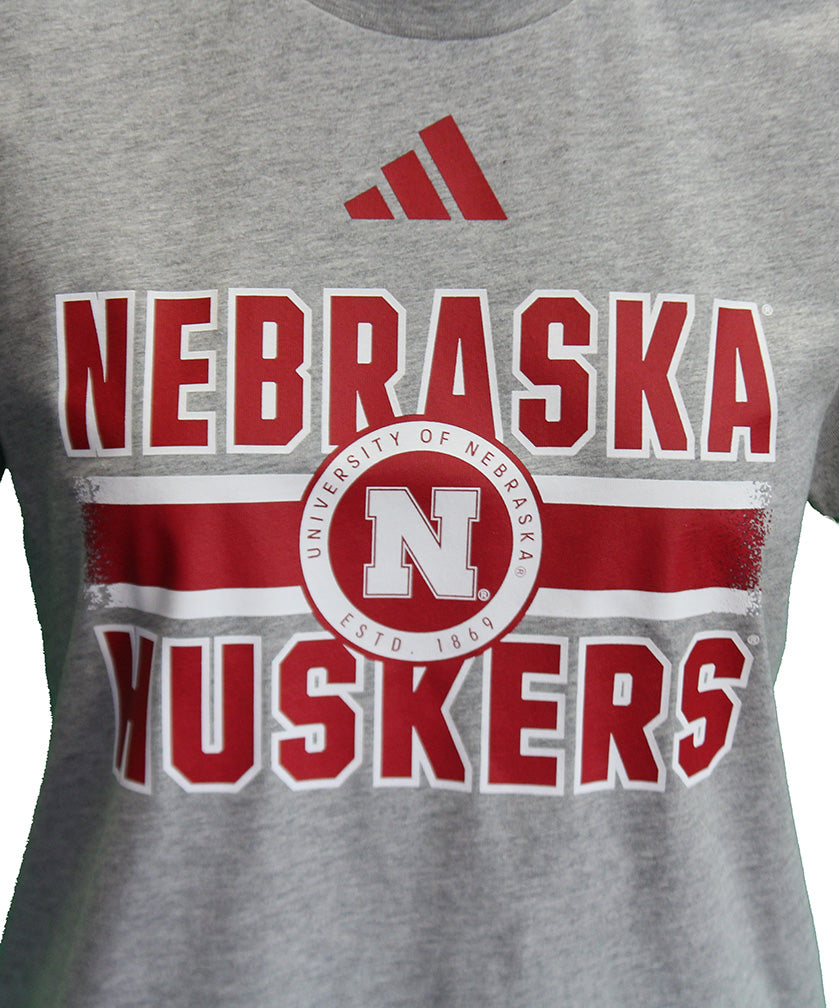 Adidas Womens Nebraska Huskers Emblem Tee