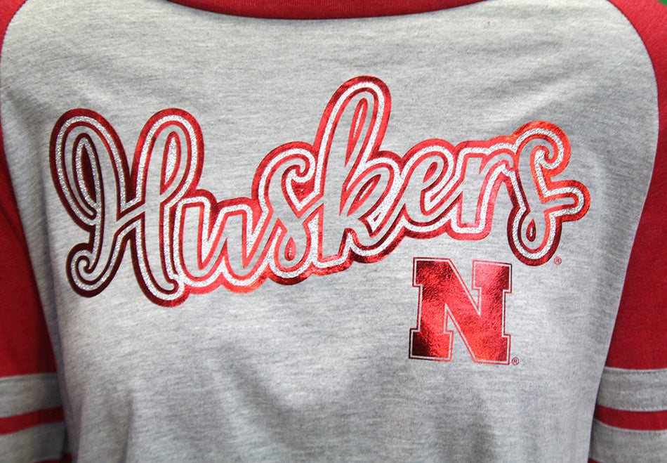 Womens Huskers Rise N Shine Crop LS