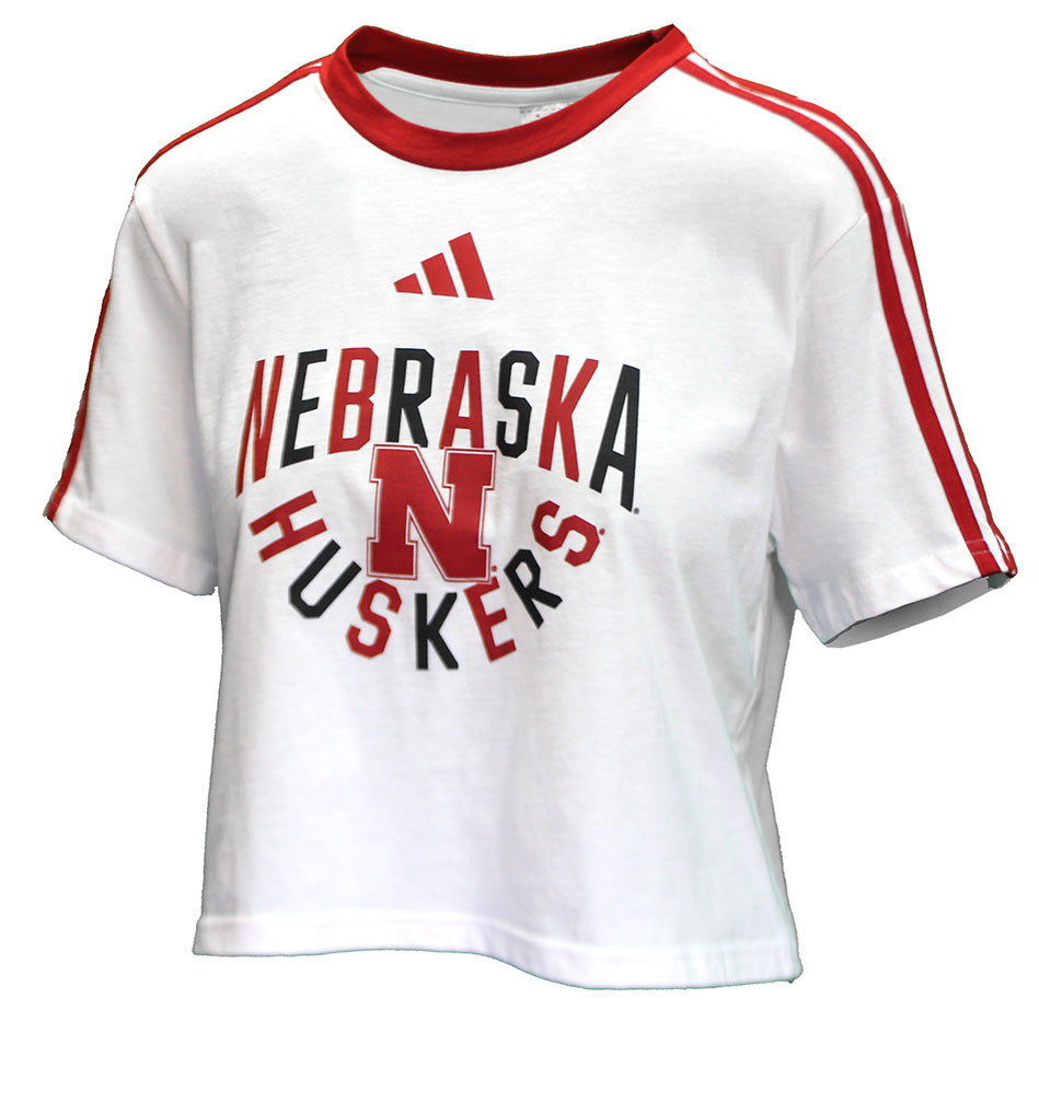 Adidas Womens Nebraska Fashion Stripes Crop Top