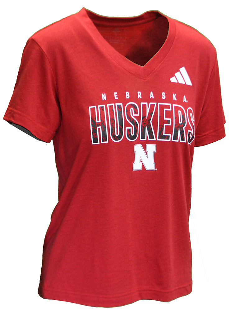 Adidas Womens Nebraska Huskers Rise V-Neck