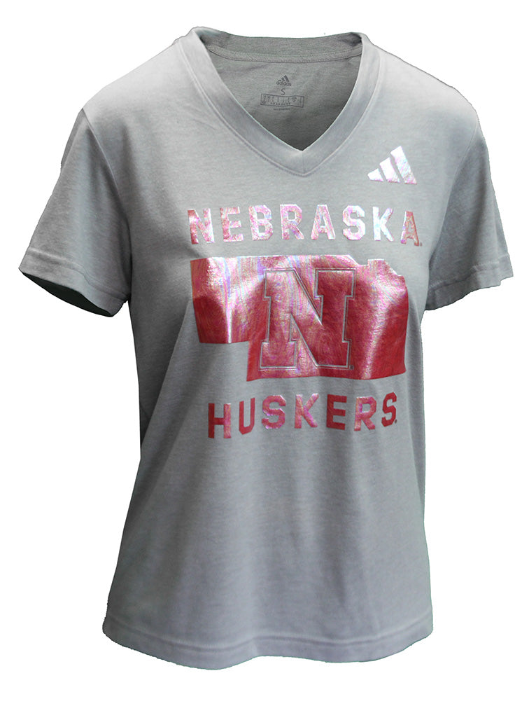 Adidas Womens Nebraska State Holographic Tee