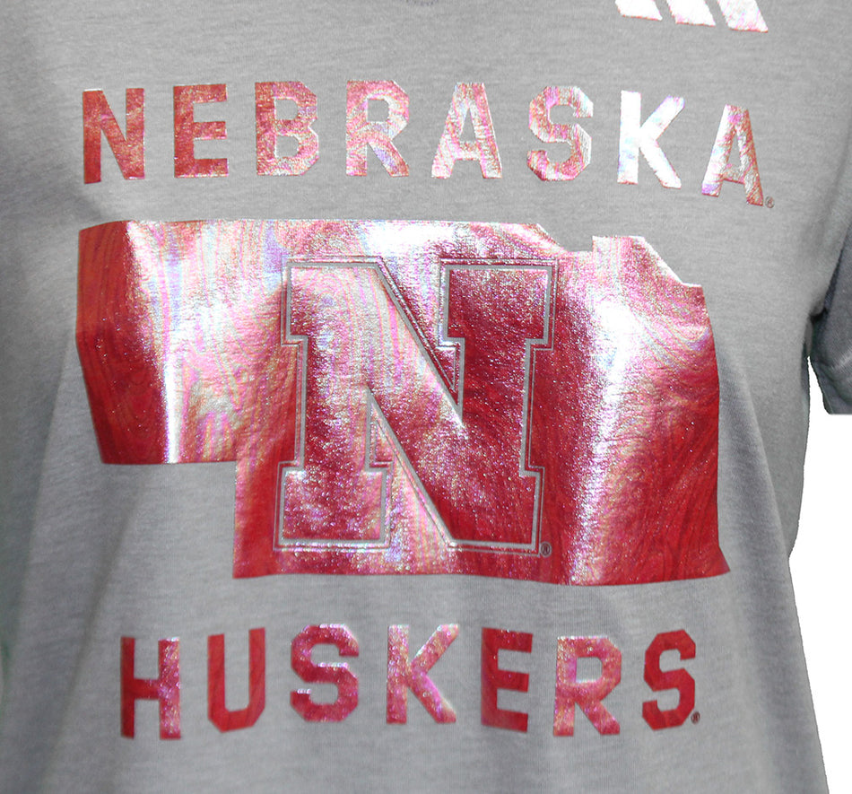 Adidas Womens Nebraska State Holographic Tee