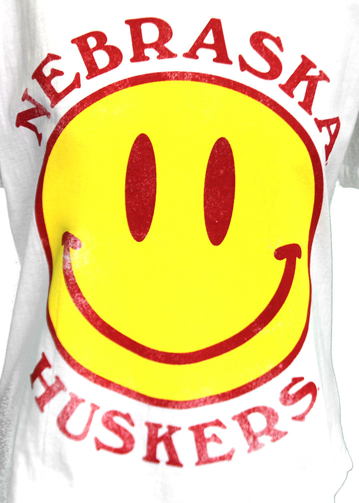 Womens Nebraska Huskers Smiley Face Jersey Tee