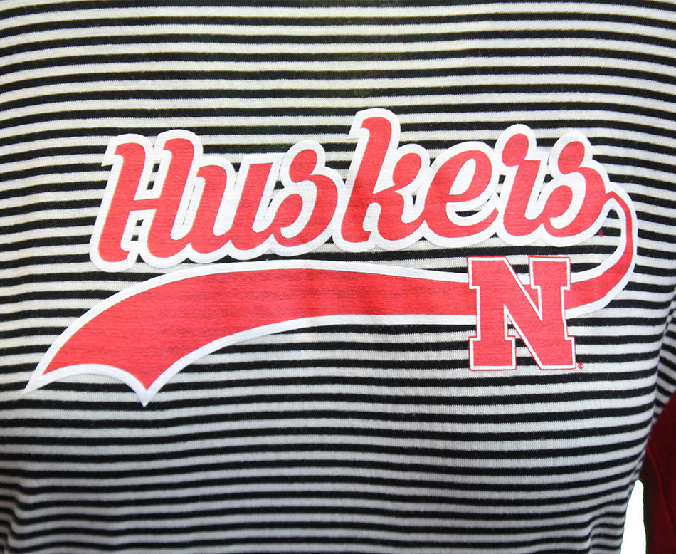 Ladies Striped Huskers Tailsweep 3/4 Sleeve Top