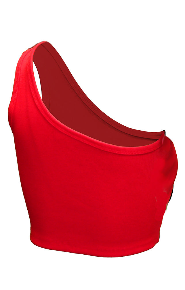 Womens Nebraska Ribbed One Shoulder Top